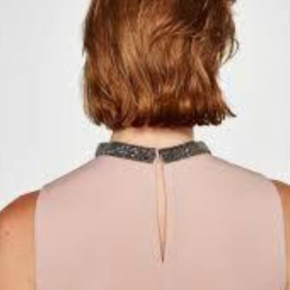 Zara Sleeveless Tiered Blouse with Beaded Collar - Picture 4 of 14
